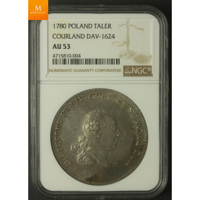 1780 Poland Taler Courland NGC AU53