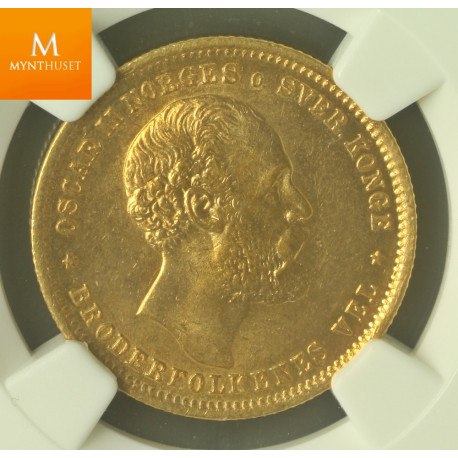 20 kroner 1877 NGC MS62 0/01