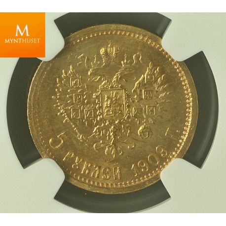 Russia 5 Rouble 1909 EB NGC MS66