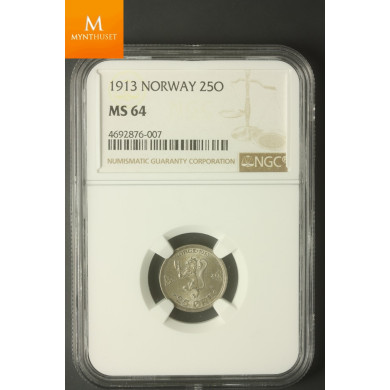 25 øre 1913 kvalitet 0 , NGC MS64