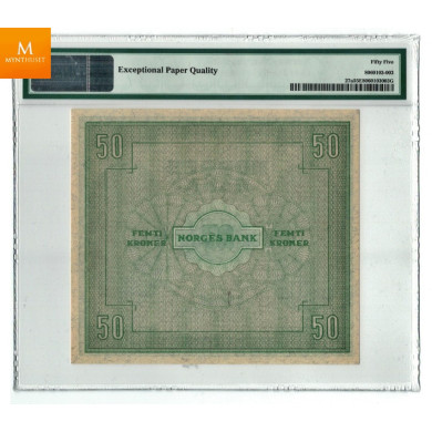 50 kroner 1945 A PMG gradert til AU55 EPQ