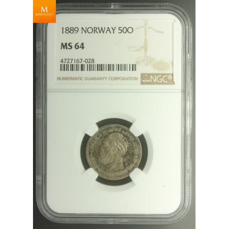 50 øre 1889 kvalitet 0 , NGC MS64