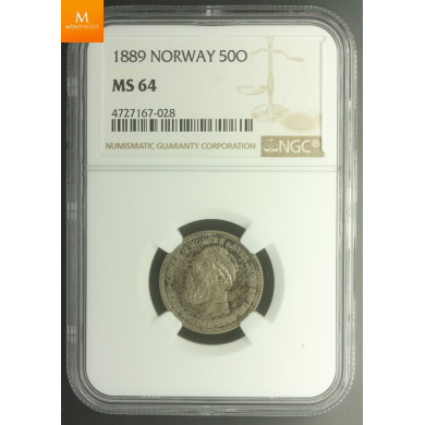 50 øre 1889 kvalitet 0 , NGC MS64