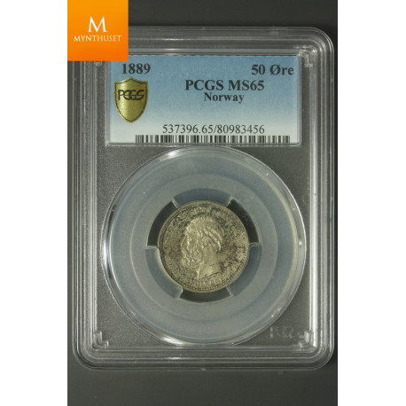 50 øre 1889 kvalitet 0 , NGC MS64