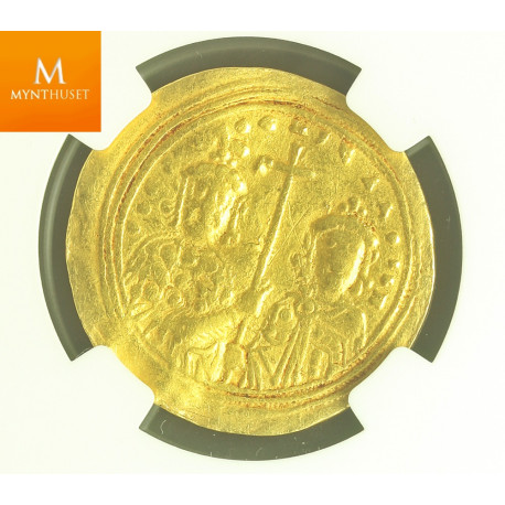 BYZANTINE EMPIRE 976-1025AD Jesus Christ CONSTANTINE VIII BASIL II NGC  VF 5x2