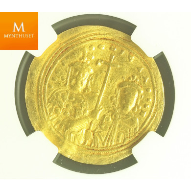 BYZANTINE EMPIRE 976-1025AD Jesus Christ CONSTANTINE VIII BASIL II NGC  VF 5x2
