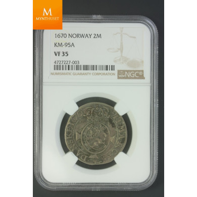 2 mark 1670 NGC VF35, kvalitet 1/1+