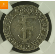 16 skilling (1 mark) 1653 NGC VF25 , kvalitet 1