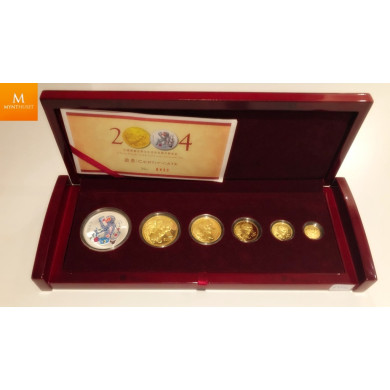 China GOLD Set: 2004 Panda & Lunar Premium 5-coin Set. Includes the 1oz, 1/2oz, 1/4oz, 1/10oz & 1/20oz.
