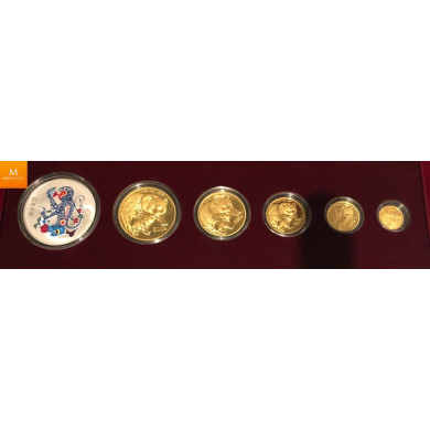 China GOLD Set: 2004 Panda & Lunar Premium 5-coin Set. Includes the 1oz, 1/2oz, 1/4oz, 1/10oz & 1/20oz.