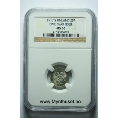 25 P 1917 WAR ISSUE MS 66