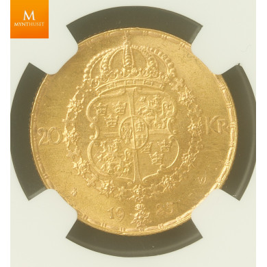 Sweden 20 kronor 1925 NGC MS63, Kvalitet 0/01
