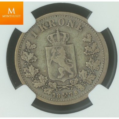 1 krone 1878 vanskelig og god årgang i kvalitet 1- , NGC VG10