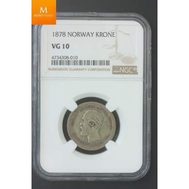 1 krone 1878 vanskelig og god årgang i kvalitet 1- , NGC VG10