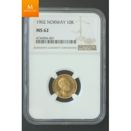 10 kroner 1902 kvalitet 0/01 , NGC MS62