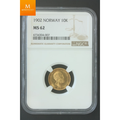 10 kroner 1902 kvalitet 0/01 , NGC MS62