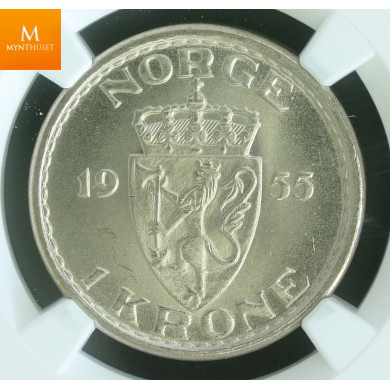 1 krone 1955 kvalitet 0, NGC MS65