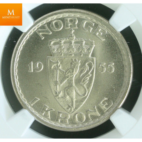 1 krone 1955 kvalitet 0, NGC MS65