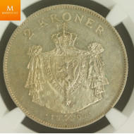 2 kroner gevær 1907 kvalitet 01, NGC AU58