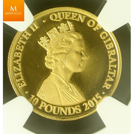 Gibraltar/ UK Gold 10 Pound 2015 Battle of the Atlantic NGC PF69