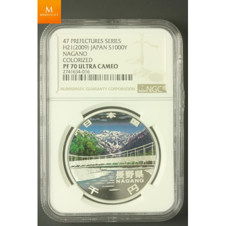 2009 Japan 1000 YEN Silver Proof Coin Nagano Prefecture NGC PF70 Ultra Cameo