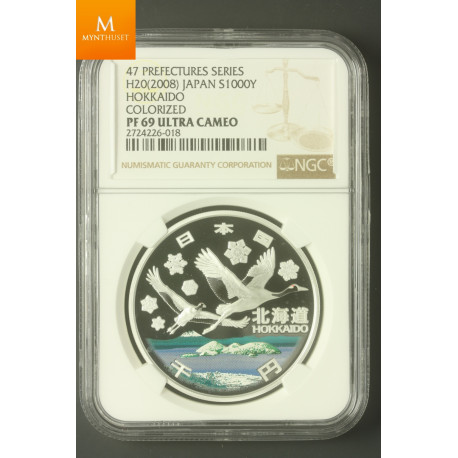 JAPAN: 1000 Yen 2008 HoKkaido Colorized PF69 UCAM