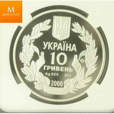 2000 Ukraine Silver 10 Hryven WWII Anniversary NGC PF70 Ultra Cameo RARE