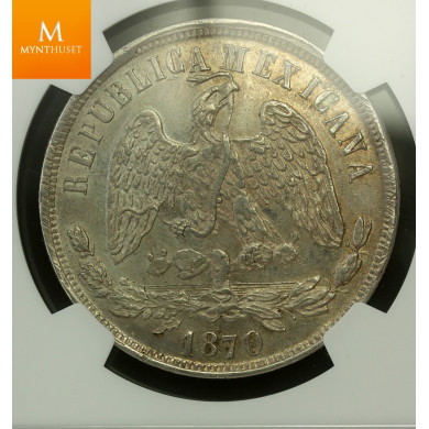 Mexico 1870 OA E Peso small A kvalitet 01, NGC AU53