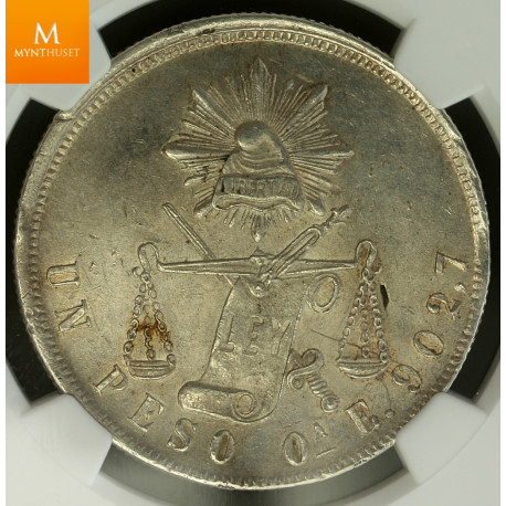 Mexico 1870 OA E Peso small A kvalitet 01, NGC AU53