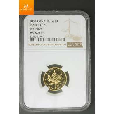 Canada 10 Dollar 2004 Maple Leaf M7 1/4 oz Gold