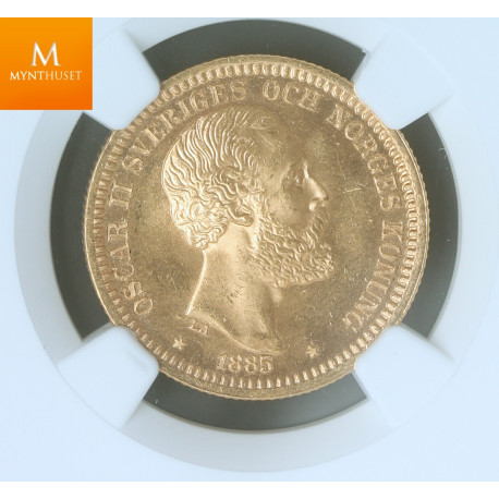 Sweden 20 kronor 1885 kvalitet 0/01, NGC MS63