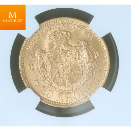 Sweden 20 kronor 1885 kvalitet 0/01, NGC MS63