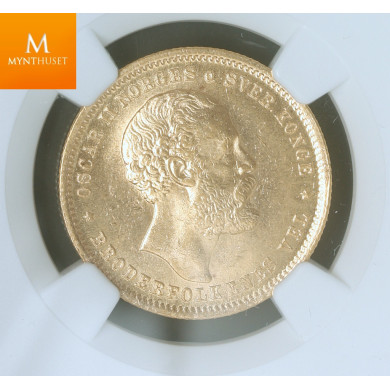 Norway 20 kroner 1877 kvalitet 0/01, MS63