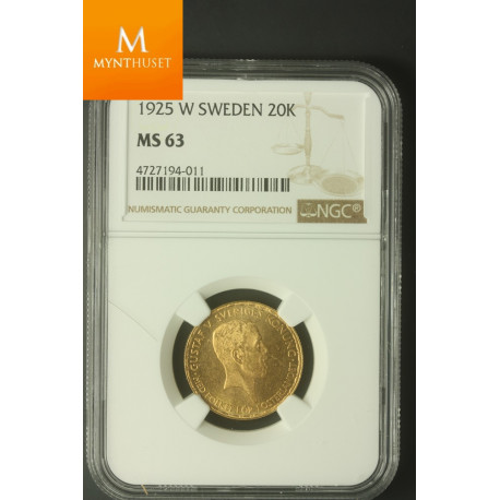 Sweden 20 kronor 1925 NGC MS63