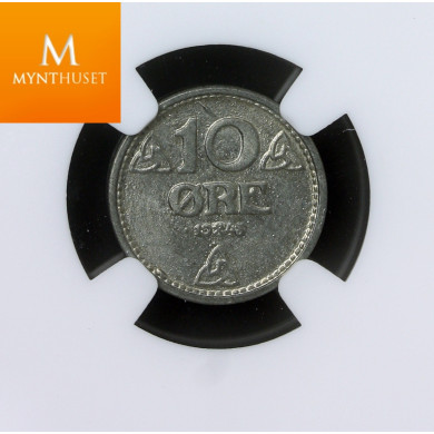 10 øre 1945 Z kvalitet 0 , NGC MS65