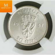50 øre 1957 kvalitet 0 , NGC MS66