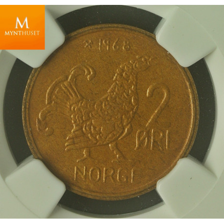 Norway: 2 øre 1968 kvalitet 0 , NGC MS64 BN