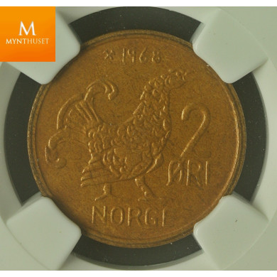 Norway: 2 øre 1968 kvalitet 0 , NGC MS64 BN