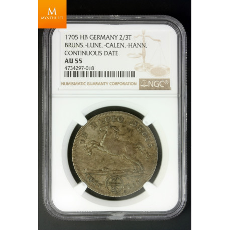 Germany 2/3 Taler 1705 NGC AU55