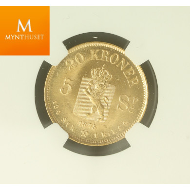 20 kroner 1875 kvalitet 0/01, NGC MS65