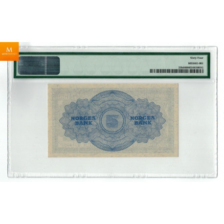 5 krone 1947 litra C kvalitet 0/01, NGC MS64