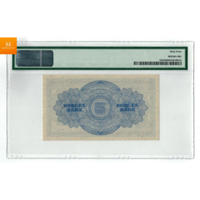 5 krone 1947 litra C kvalitet 0/01, NGC MS64