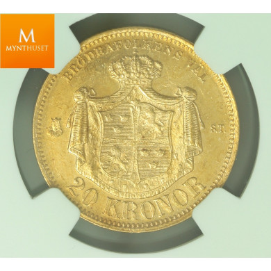 Sweden 20 kronor 1876 ST NGC MS63 RARE