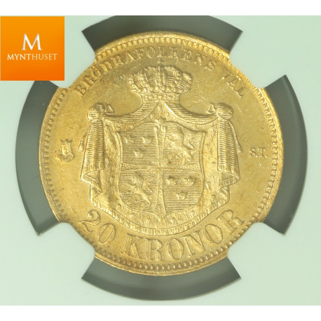 Sweden 20 kronor 1876 ST NGC MS63 RARE