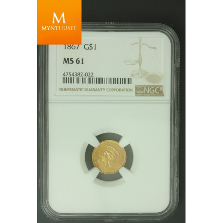 USA 1 dollar 1867 NGC MS61 LOW mintage
