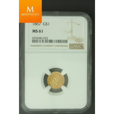 USA 1 dollar 1867 NGC MS61 LOW mintage