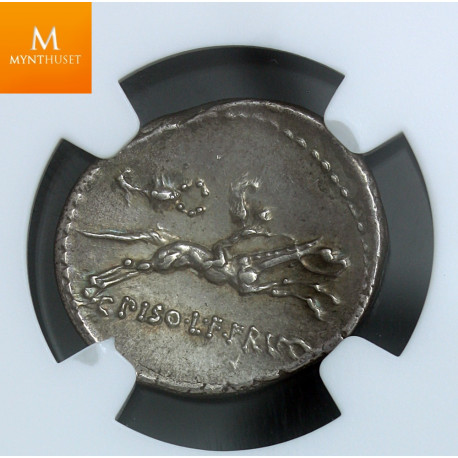 Roman Republic C.Piso Frugi 67 or 61 BC AR Denarius RARE scorpion