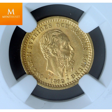Sweden 5 kronor 1899 EB NGC Mint error MS64