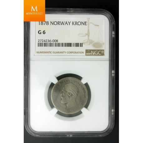 1 krone 1878 kvalitet 1- , NGC graded good 6
