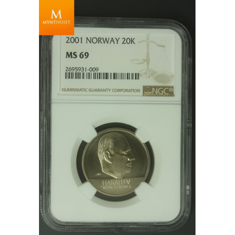 20 kroner 2001 med stjerne kvalitet MS69